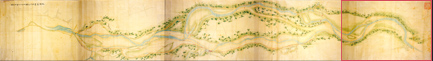 古市公威が自ら作成した豊平川水害防御計画図面（国立公文書館蔵、重文）